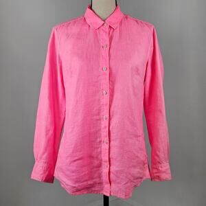Tommy Bahama Linen Shirt Button-Up Neon Hot Pink | Women's Small | STAINS